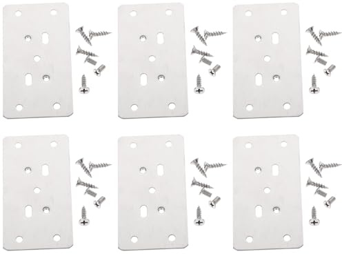 Lurrose Kit de Réparation de Charnières de Porte en Acier Inoxydable 6 Pièces Plaques de Réparation d 39 Armoire avec Vis Fixation pour Meubles et Gonds Installation Facile Cuisine