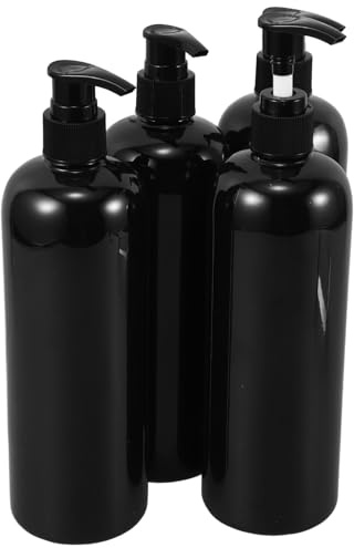 Bouteille Rechargeable à Pompe Lot de 4 Noir 500ml, Pet | Flacon Vide pour Shampoing et Gel Bain, Format Voyage, Design Étanche, Léger et Pratique Couleur Aléatoire
