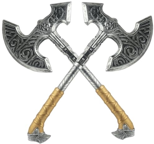 Jorzer Halloween Axe Prop Axe 2Pcs Viking Toy Halloween Props Realistic Plastic Handheld Prop for Costume Cosplay Party Role Play.