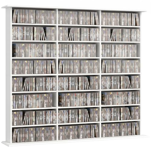 HOMCOM Rangements pour CD et DVD 145x24x126,3cm Blanc
