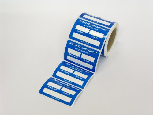Klima Kundendienst Aufkleber 250 Stück – Service Zettel KFZ beschreibbar, Wartungsaufkleber, Service Aufkleber, Klimaanlagen Service, Klimaservice Sticker für KFZ Werkstatt (250 Stück)