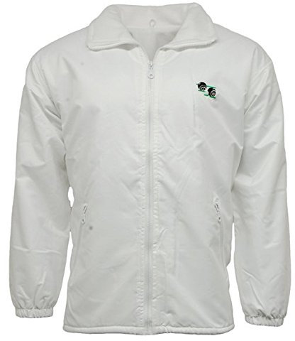 Stormway Unisex to Fit Lawn Bowls Bowlswear Bowling Bowls Waterproof & Windproof Mesh Lined Jacket with Bowls Logo with Detachable Hood (Small) White