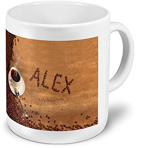 digital print XXL Riesen-Tasse mit Namen „Alex“ - Jumbotasse mit Design Kaffeebohnen - Namens-Tasse, Kaffeebecher, Becher, Mug
