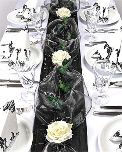 Fibula-Style Komplettset Flair Black Größe S Tischdekoration für Trauer/Hochzeit/Geburtstag/Jubiläum ectr. in schwarz - Creme für ca. 8 - 10 Personen