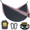 Wise Owl Outfitters Hängematte - Outdoor Hängematte für 1 Person - Ultraleichte Reisehängematte - Belastbar bis 180 kg - Camping Zubehör - Inkl. Aufhängung u. Karabiner (Kohlegrau und Rose)