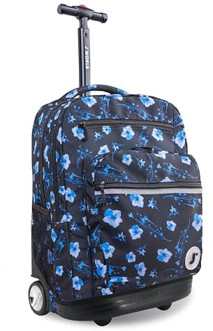 J World New York Sundance Rolling Backpack Girl Boy Roller Bookbag, Night Bloom, 20 X 13 X 9 (H X W X D), RBS-19 NIGHT BLOOM