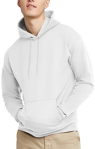 Hanes EcoSmart Hoodie, Midweight Fleece, Pullover Hooded Sweatshirt for Men Felpa con Cappuccio, Opaco, Bianco, M Uomo