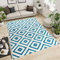 Designer Teppich Wohnzimmer Teppich KURZFLOR Creme BLAU MODERN MAROKKANISCHE Muster 120 x 170 cm