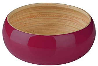 Premier Housewares Large Pink Bowl Bamboo Serving Bowls/Salad Bowl Ideal For Fruit Cereal Pasta Bowl Rectangular Shape Decorative Bowl 15 x 3 x 15