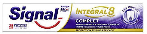 Signal Integral 8 Zahnpasta Antibakterielle Formel mit Zink, Schutz Karies, verstärktes Zahnfleisch, Emaille, Aktion, Weißer Atem, Frischatm, Anti-Plaque & Anti-Kalzung, 75 ml