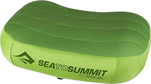 Sea to Summit - Aeros Ultralight Deluxe Reisekissen L - Leicht zum Aufblasen - rutschfest - Ultra-SIL Reißverschluss-Tasche - Camping & Fahrradtouren - 42 x 30 x 13cm - Lime Green - 114g