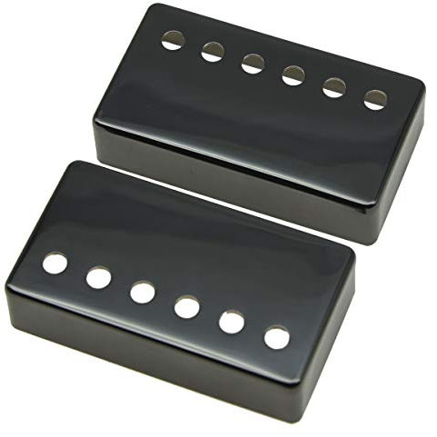 Kaish Lot de 2 capots de micro Humbucker en laiton pour guitare avec espacement entre les pôles 49,2 mm/52 mm Compatible avec la plupart des Gibson Les Paul Chromé/noir/doré 49.2/52mm noir