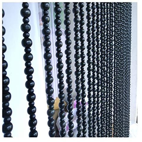 Beaded Curtain PENGFEI Wooden Beads Door String Curtains Room Divider Screen Panel Doorway Closet Passage Hanging, Black, Width 63-100cm (Color : A, Size : 23 strands-70cmx195CM)