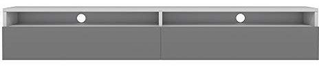 Selsey REDNAW - TV-Schrank / TV-Board stehend / hängend, 180 cm breit (Weiß Matt / Grau Hochglanz ohne LED)