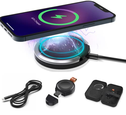 GECENinov Kabelloses Ladegerät, duales kabelloses Ladegerät, Qi-zertifiziert, magnetisch, kabellos, kompatibel mit iPhone XR//8/Airpod, Galaxy S10/S9, Uhr/Buds/Ausrüstung, etc.