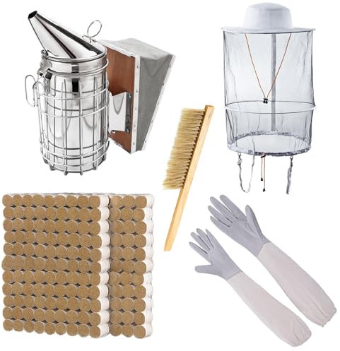 ZffXH Beekeeping Smoker and Tools Kit,tiny Bee Smoker,beehive Smoker,bee Brush,Beekeeping Equipment Tool Set for Professional and Beginner Beekeepers