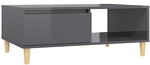 vidaXL Couchtisch Modernes Design Beistelltisch Wohnzimmertisch Kaffeetisch Sofatisch Teetisch Tisch Wohnzimmer Hochglanz-Grau 90x60x35cm Holzwerkstoff