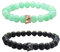 UEUC Armband mit CZ Kronen König und Königin schwarz Matte und weiß Howlite 8 mm Beads Armband(#70)