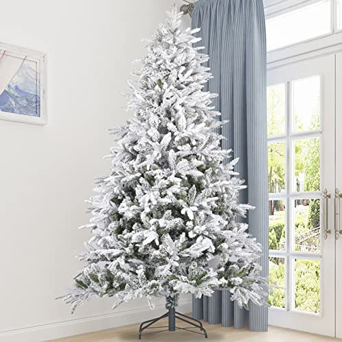 Albero di Natale Stella Alpina, Grande Albero di Natale Realistico innevato, Albero Gigante di Alta qualità per Interni ed Esterni 1,8/2,1 m, Albero di Pino Artificiale per Le Vacanze (210 cm)