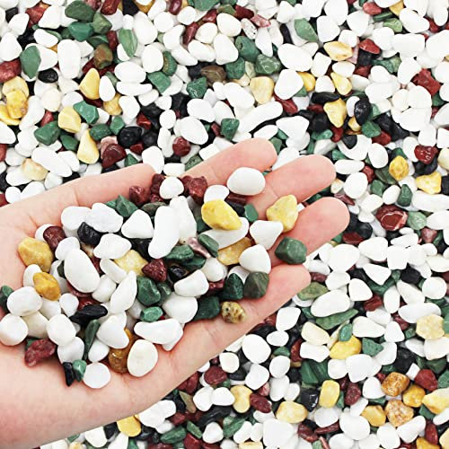 Aleker Natural Decorative Pebbles Mini Mixed Assorted River Rock Stones Pebbles Gravel for Plant Pots, Vase Filler, Landscaping, Aquariums, Home and Garden (Mixed)