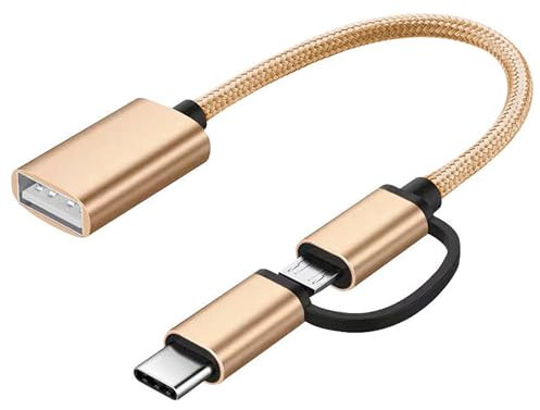 SELIACR Adattatore USB C/Micro a USB 3.0, Convertitore da USB C a USB, Micro a USB Cavo Adattatore OTG Compatibile con Samsung Galaxy Android Huawei PC iMac(Oro)