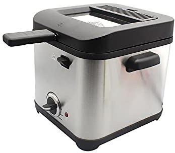 1.5L Mini Deep Fat Fryer with Viewing Window Electric Deep Fryer Stainless Steel Chip Fryer Fat Tank Temperature Control Removable Oil Basket Non-Stick Easy Clean 900 W