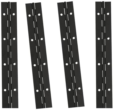 4 Pack 8 Inch Continuous & Piano Hinges, Black Stainless Steel 304 Continuous Folding Hinges for Doors, Cabinets, Window
