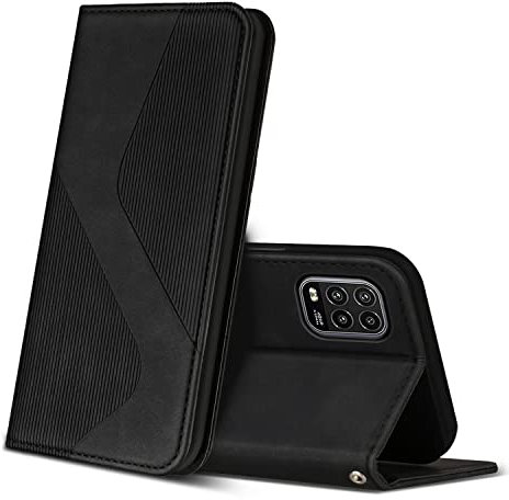 ZONNAVI Hülle für Xiaomi MI 10 Lite 5G, PU Leder Handyhülle mit Kartenfächer und Standfunktion, Lederhülle Flip Wallet Case Schutzhülle für Xiaomi MI 10 Lite 5G (Schwarz)