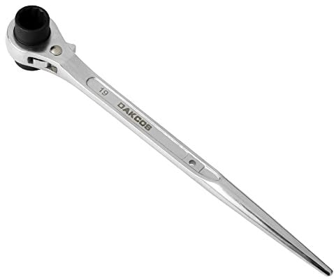 DAKCOS cricchetto per ponteggio,19/22 mm,chiave cricchetto ponteggi in acciaio al cromo vanadio,cricchetto reversibile destro/sinistroc con superficie cromata opaca