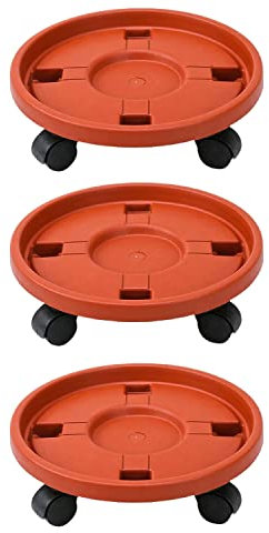 ETRAVEL 3PCS Heavy Duty antiruggine pianta Caddy con ruote 40,5 cm Rolling Plant Stand Rotondo Fioriera Rulli Movable Flower Pot Pallet Indoor Outdoor Vaso per piante in vaso Carrello carrello