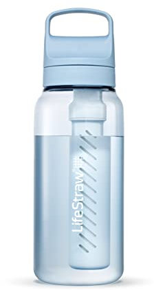LifeStraw Go Series – Gourde filtrante sans BPA 1l pour les voyages et l’usage quotidien. Élimine les bactéries, les parasites et les microplastiques. Améliore le Goût, Icelandic Blue (bleu)