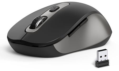 Ratón inalámbrico para Laptop, PC, Chromebook, Mac, MacBook, Mouse inalámbrico silencioso con Nano Receptor USB, botón Lateral, 2400 dpi, Rodillo Antideslizante, 6 Botones ergonómicos, Mouse