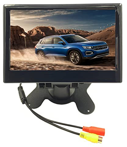 Monitor di Retromarcia, Monitor di Retromarcia per Auto da 7 Pollici da 12 a 24 V Ingresso Video Bidirezionale LCD HD a Colori Grandangolare da 170 Gradi per Veicoli con (Telecamera a foro rotondo)