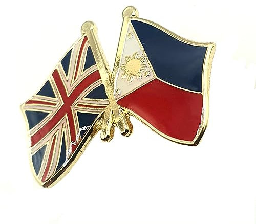 Philippine Philippines United Kingdom UK Union Jack Friendship Metal Country Flags Pin Badge