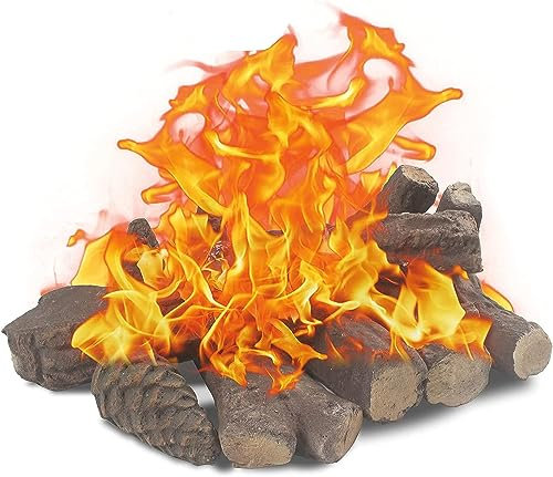 Grandhom Gaskaminscheite, kleine künstliche Kaminscheite, entlüftungslose Gasscheite für Kamin, Erdgas, belüftet, Propan, Elektro, Ethanol, Gel-Feuerstelle, Holzfarbe, 20,3 cm, 10 Stück