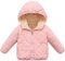 Maeau Doudoune à Capuche Bébé 12 18 Mois Blouson Matelassée Petite Fille Garçon Hiver Veste en Duvet Légere Chaud Enfant Manteau Rembourré Puffer Court Blouson Peluche Oreilles Manche Longue Rose 90