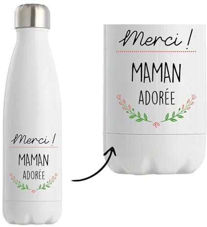 Bouteille isotherme Maman adorée | Gourde Réutilisable Cadeau Famille, Fête des Mères