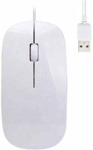 Usb Wired Mouse, Ultra-Slim USB Wire Mouse, 1600 DPI 2.4 GHZ Receiver, Optical Tracking Sensor Gaming Mice, Noiseless Computer Mouse Compatible with Laptop PC Computer Mac Desktop. (White)
