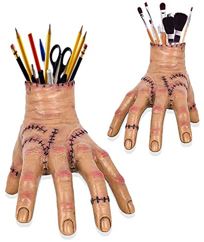 Amebleak Eiskaltes Händchen, Eiskaltes Händchen Elektrisch, Gruselige Gebrochene Hand, Gothic Family Hand Model Latex Stifteköcher Geschenke Für Fans and Halloween Cosplay Party Deko Farbe A323