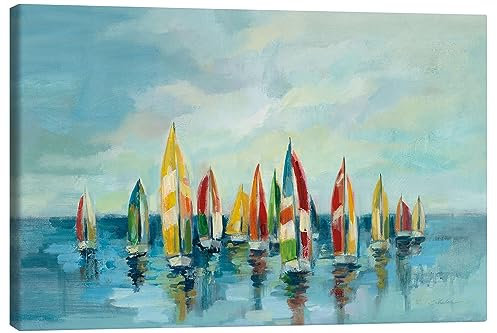 Posterlounge Regatta Leinwandbild von Silvia Vassileva 90 x 60 cm Türkis Wandbilder Wanddeko