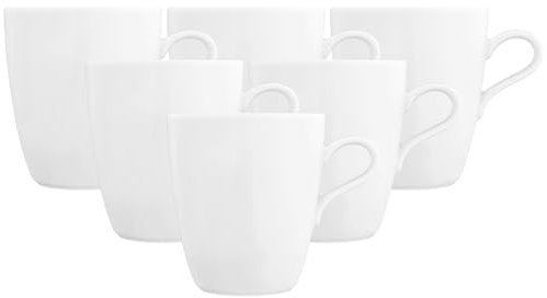 Seltmann Weiden Nori Home Becher mit Henkel, Klassischer & schlichter Kaffeebecher, 400 ml, Porzellan, Weiß, 6er Set