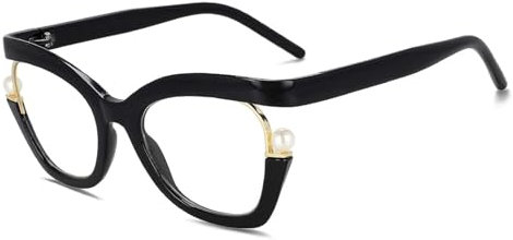EYPKPL Cat Eye Brillenfassungen, Titan-Brillenfassungen, Perlendekoration, modische Brillenfassungen, 145 x 134 mm, Brillen, Unisex