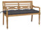 Chaduof Batavia-Gartenbank mit Anthrazit Kissen, Sitzbank Outdoor, Parkbank, Balkon Bank Kleiner Balkon, Garten Bänke, Park Benches, 120 cm Teak Massivholz