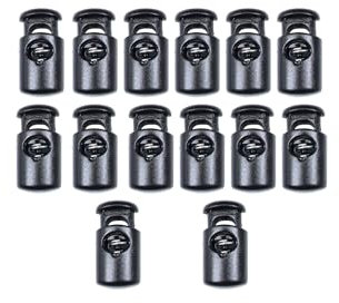 BAIWOAK Knebel für Kordelzüge, Doppel- und Einloch-Federschnurschlösser, Kunststoffenden, Stopper für Paracord-Seil, Schwarz, 3mm,6mm,8mm