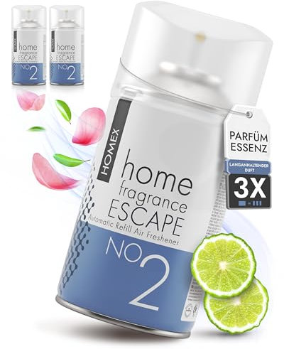 Roselive HOMEX Raumduft Nachfüller kompatibel mit Airwick, Glade etc. raumspray - Lufterfrischer Nachfüllflasche für Duftspender in Wohnung, WC, Bad - Raumdüfte gegen Geruch (3er-Pack, ESCAPE)