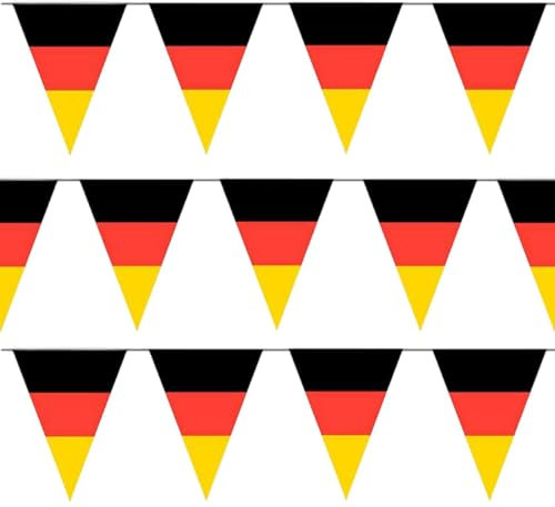 Deutschland Wimpel, Deutschland Flagge Fahnenkette mit 20 Fahnen Dreieck, schwarz rot Gold Deutschland Fussball 2024 Fan, Europameisterschaft Fanartikel, Schwarz Rot Gold Flagge, Damen und Herren