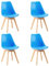 EGGREE Pack de 4 Sillas Comedor Sillas de Cocina Nórdico con Asiento Tapizado y Las piernas de Madera de Haya Maciza-Klein Blue