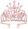 Birthday Prinzessinnen Krone,Geburtstag Kronen Mädchen Stirnband,Krone Damen Tiara,Kristall Strass Geburtstagskrone,Kronprinzessin Party Zubehör für Frauen Mädchen Geburtstag Party Gefälligkeiten Deko