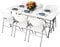NOVECRAFTO 6ft Folding Table and Folding Chair Set - Foldable Camping Table and White Chair HDPE Plastic and Steel Frame, Easy to Fold and Store for Events Indoor Outdoor Use for All Occasions