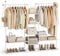 SONGMICS HOME Garderobenständer, offener Kleiderschrank, Kleiderständer, 6 Ablagen, 2 Kleiderstangen, Haken in Streichholz-Form, für Schlafzimmer, naturbeige-mattweiß RGR012K01